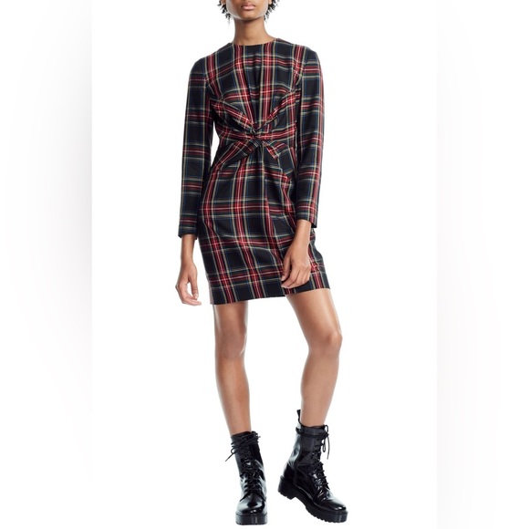 Maje | Plaid Twist Front Dress - Picture 2 of 7